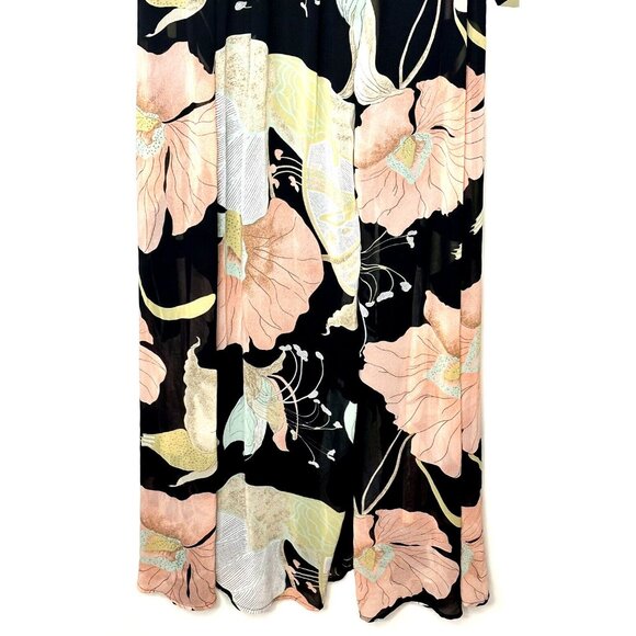 Lulus Womens Dress Floral Maxi Long Sleeve Wondrous Water Lilies Black Medium - Picture 4 of 11